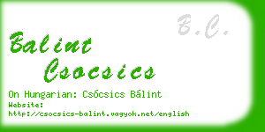 balint csocsics business card